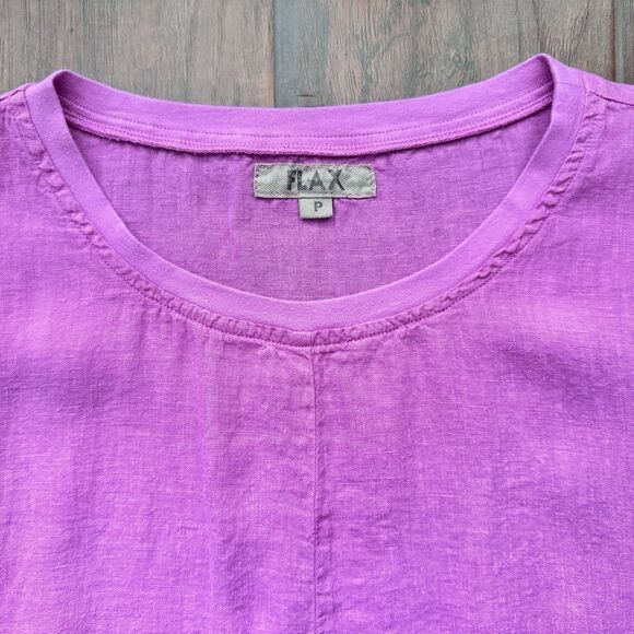 🩷FLAX Shirt Dress 100% LINEN Bubble Gum Pink Breathable Summer Cute Lightwt Sz S - Picture 7 of 16